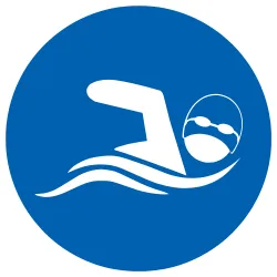 an illustration of a person wearing a swim cap and goggles confidently swimming laps.